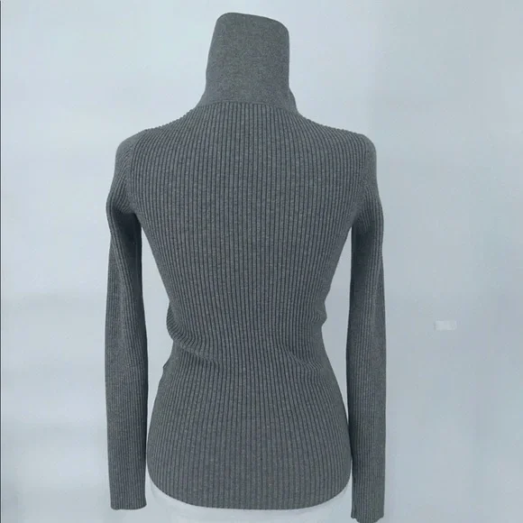 Reiss Grey Ribbed Knit Polo Top Button Front Long Sleeve Size S - Picture 6 of 11
